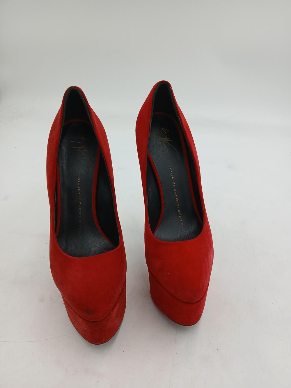 Giuseppe Zanotti Shoes Womens Red Suede Platform Heels Pumps Size 5.5 Italy